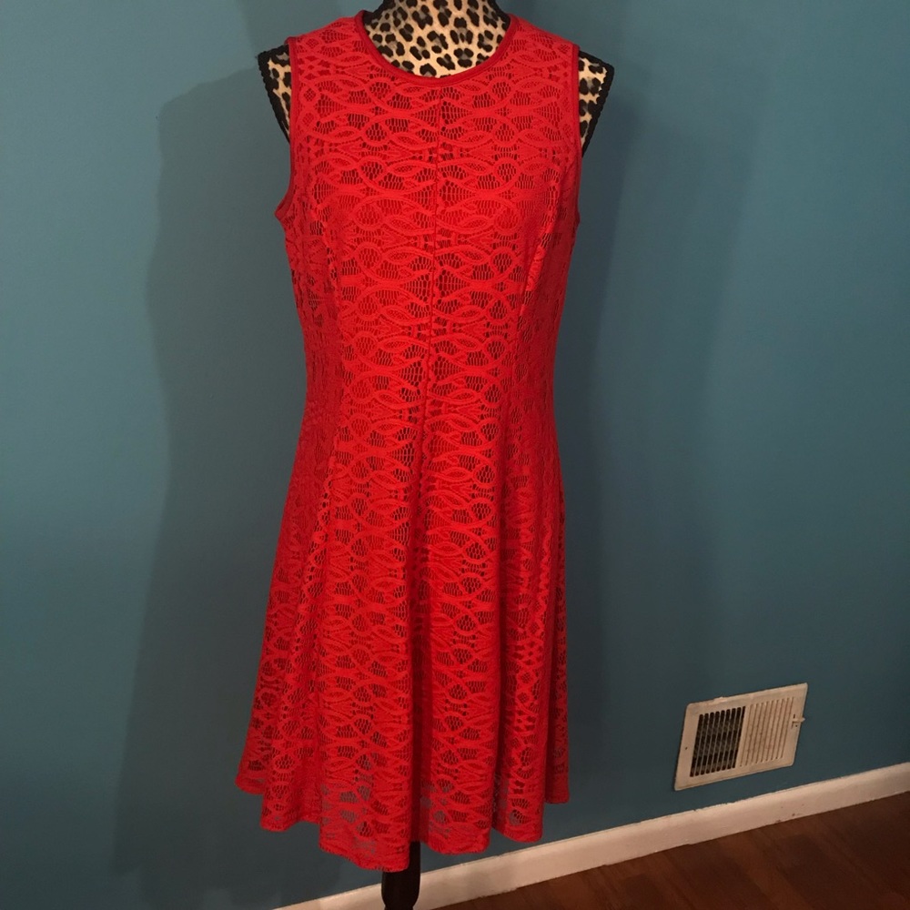 TIANA B Red Lace Pattern Dress